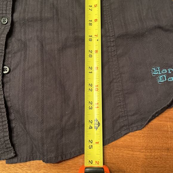 Harley-Davidson Black Embroidered Logo Stretch Button Up Shirt Women's 1W - Picture 5 of 5